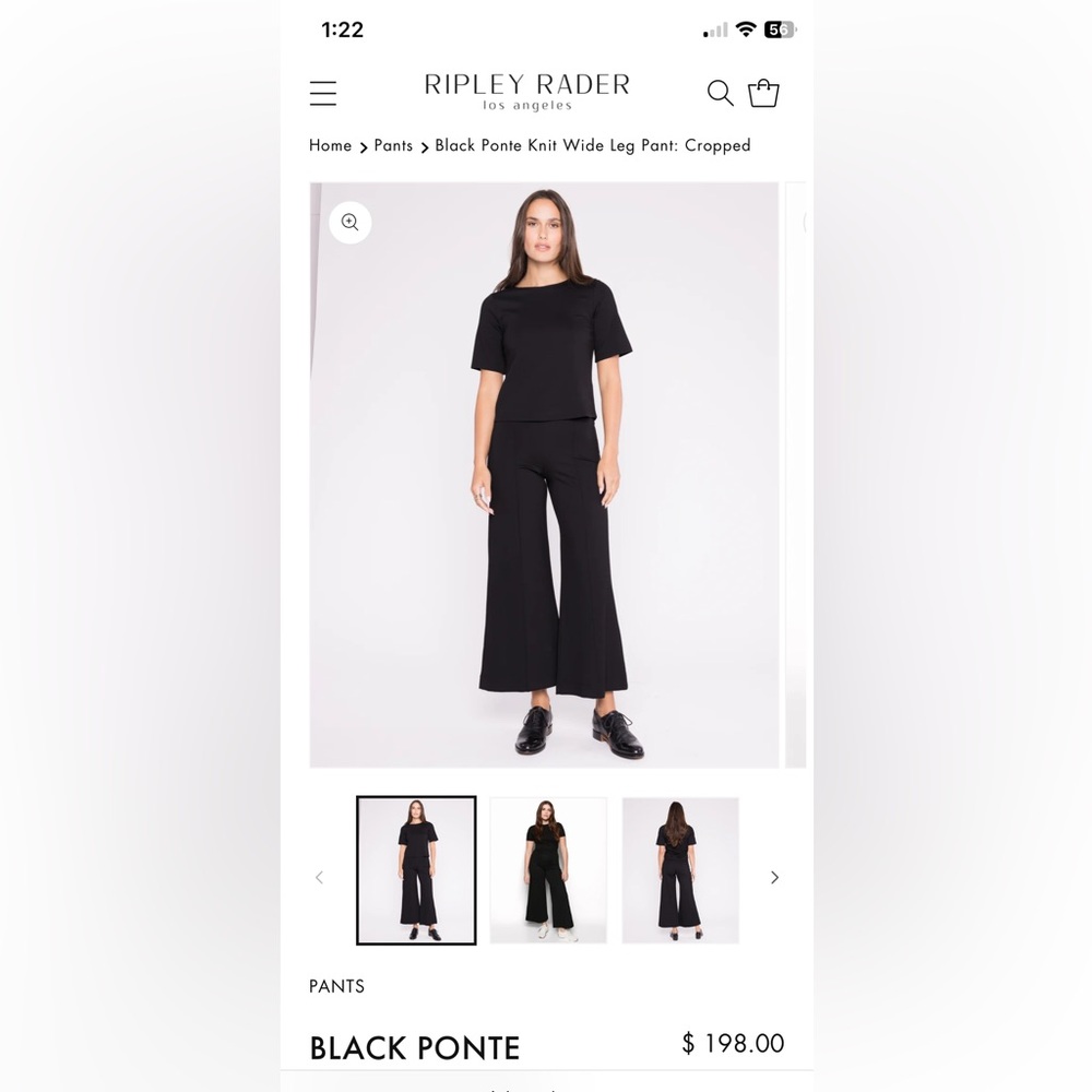 Ripley Radar ponte wide leg pants -cropped